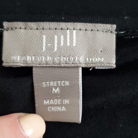 J Jill Wearever Womens Black Velour Tunic Blouse Size M Mixed Media Long Sleeve - Picture 5 of 8